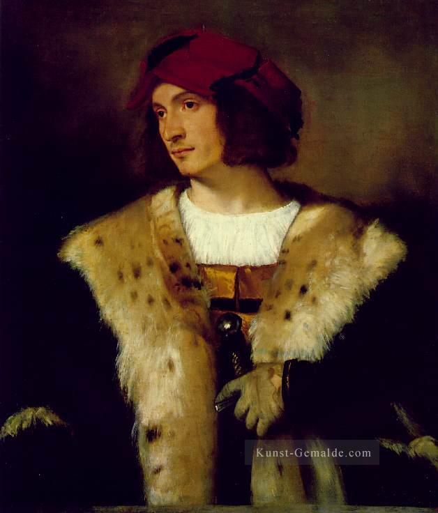 Porträt eines Mannes in einem roten Cap Tizian Ölgemälde